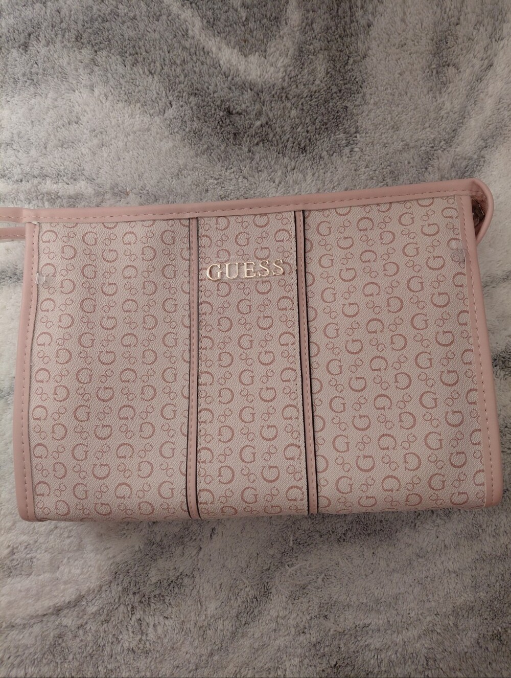 GUESS Light Pink Monogram Clutch
